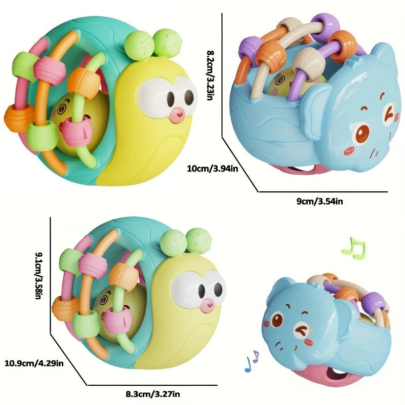 Balles Hochet Douces Bébé – Éveil Sensoriel & Ramper 0-12 Mois | Éléphant & Escargot