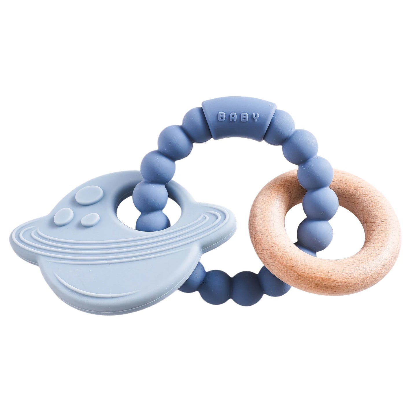 Anneau de Dentition Silicone Bébé – Jouet Sensoriel Sans BPA | 0-12 Mois