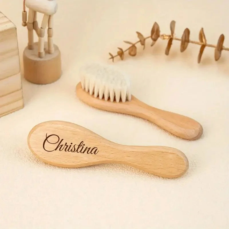 Brosse à Cheveux Bébé Personnalisée Prénom Gravé en Bois – Cadeau Naissance & Baby Shower Original