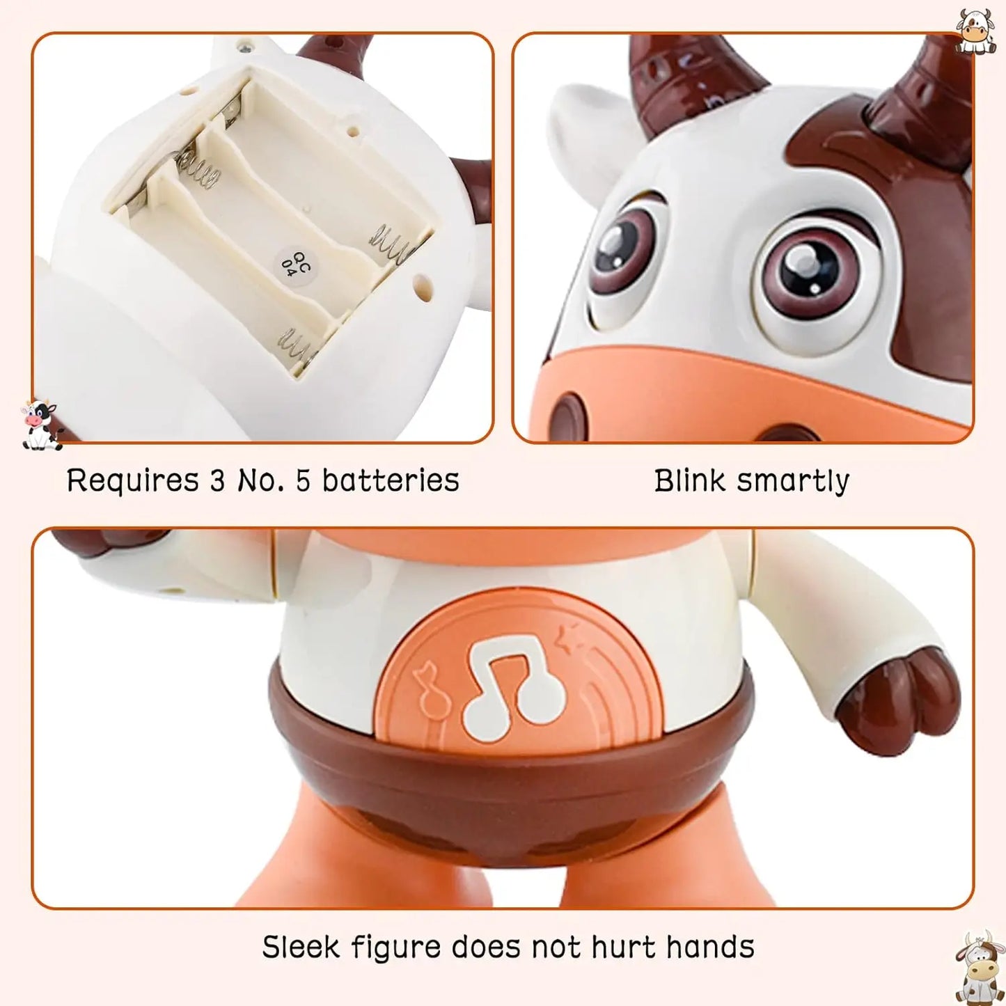 Vache Dansante Bébé – Peluche Musicale Électrique Chansons & Mouvements Interactifs 1-3 Ans