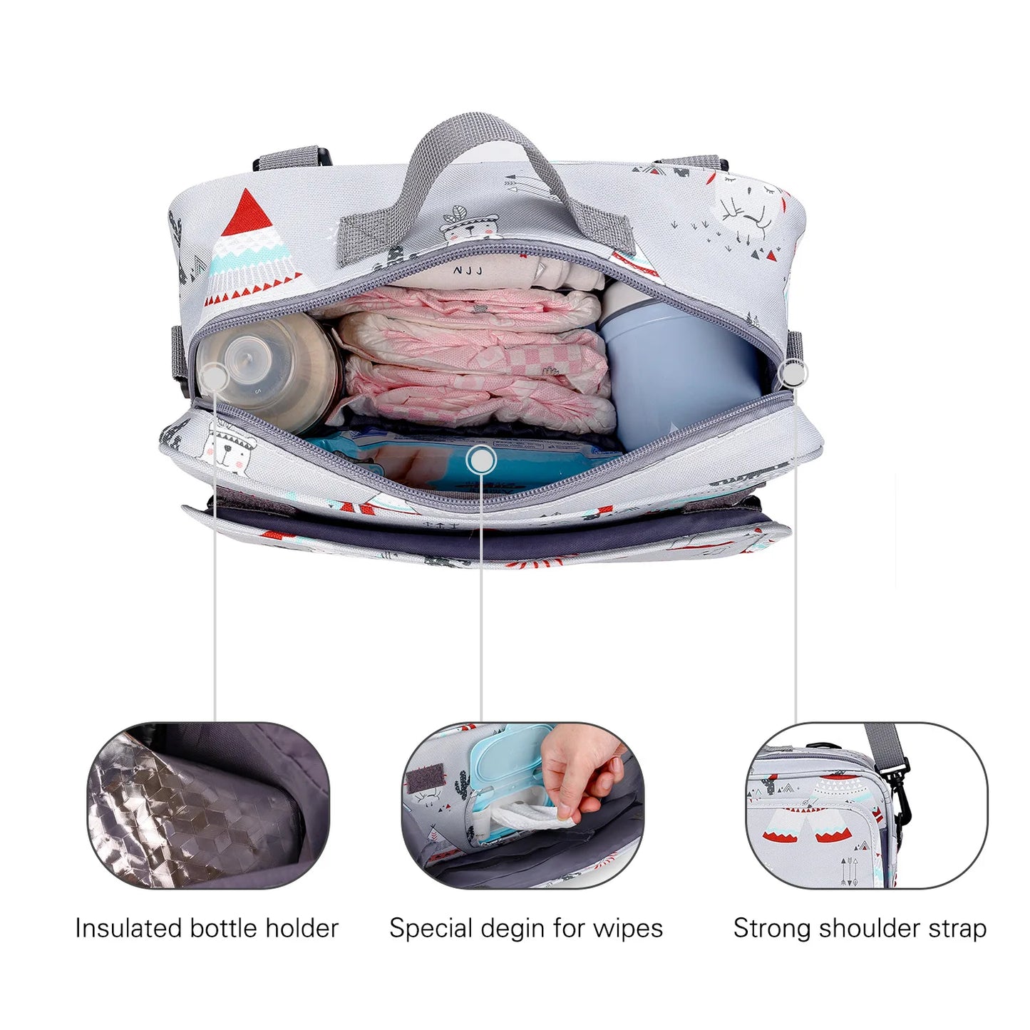 Sac Organisateur Imperméable pour Poussette Bébé – Léger, Multifonction, Grand Rangement avec Crochets et Sangle