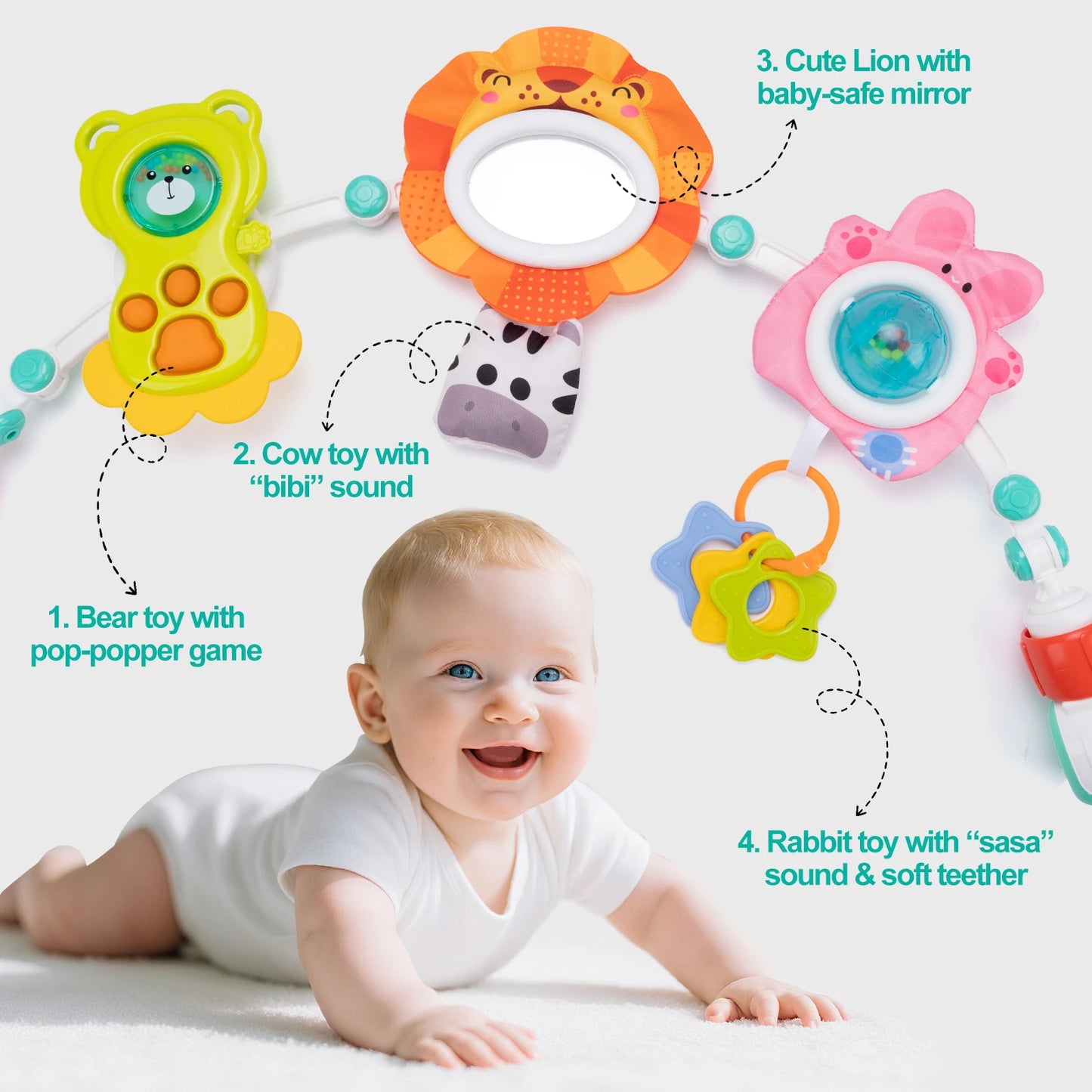 Jouet À Suspendre Bébé Poussette & Siège Auto – Spirale D’Activité Éveil Sensoriel