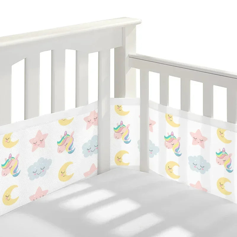 Tour de Lit Respirant Bébé — Mesh 4 Panneaux Protection Barreaux Anti-Étouffement