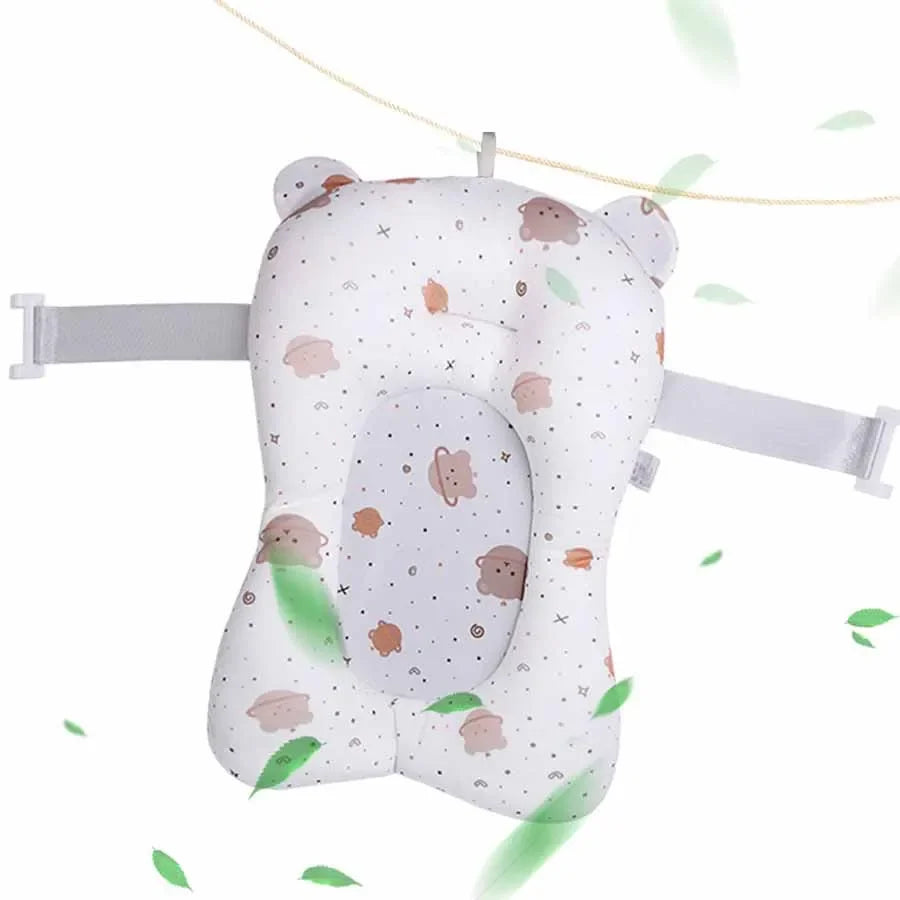 Tapis de Bain Bébé Pliable Antidérapant – Coussin Baignoire Cartoon Doux | Siège Bain Nouveau-Né & Nourrisson