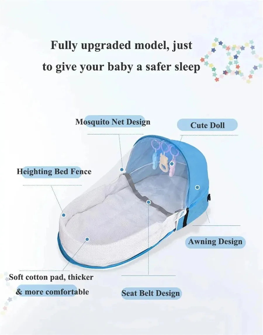 Lit Parapluie Bébé Pliable avec Moustiquaire & Matelas — Berceau Voyage Nomade | 4 Couleurs
