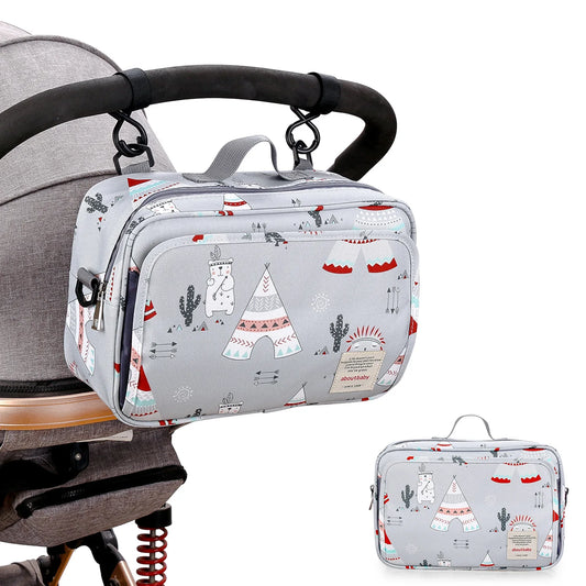 Sac Organisateur Imperméable pour Poussette Bébé – Léger, Multifonction, Grand Rangement avec Crochets et Sangle