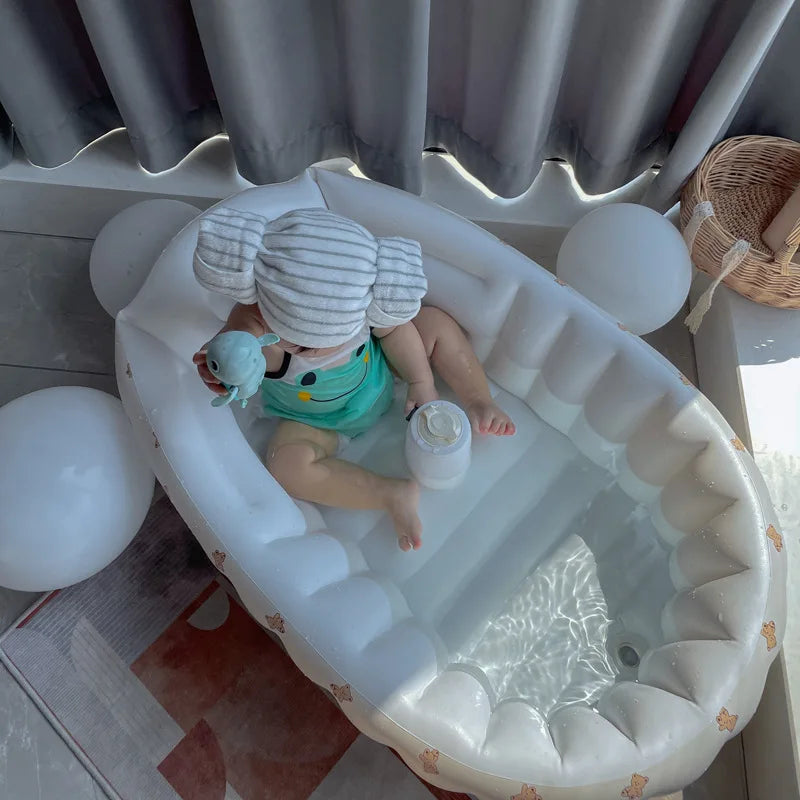 Baignoire Gonflable Bébé Enfant Cartoon Pliable 90x55cm – Portable Intérieur & Extérieur | 0-8 Ans