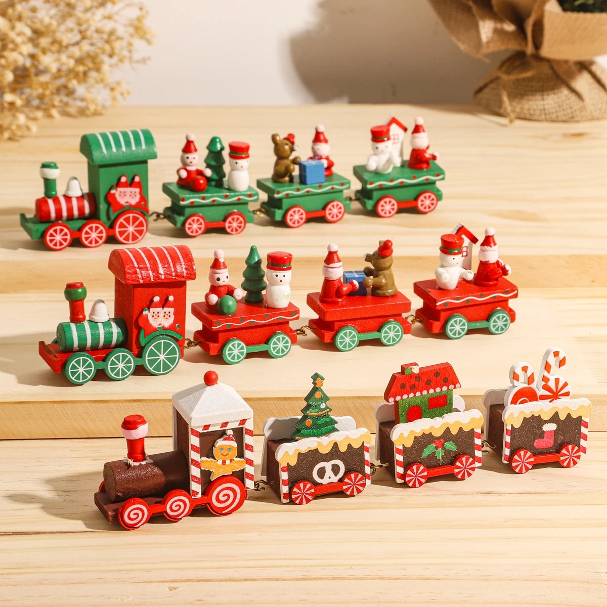 Train de Noël Miniature Bois – Décoration Sapin & Table Fêtes 2025, Cadeau Enfant Nouvel An 2026