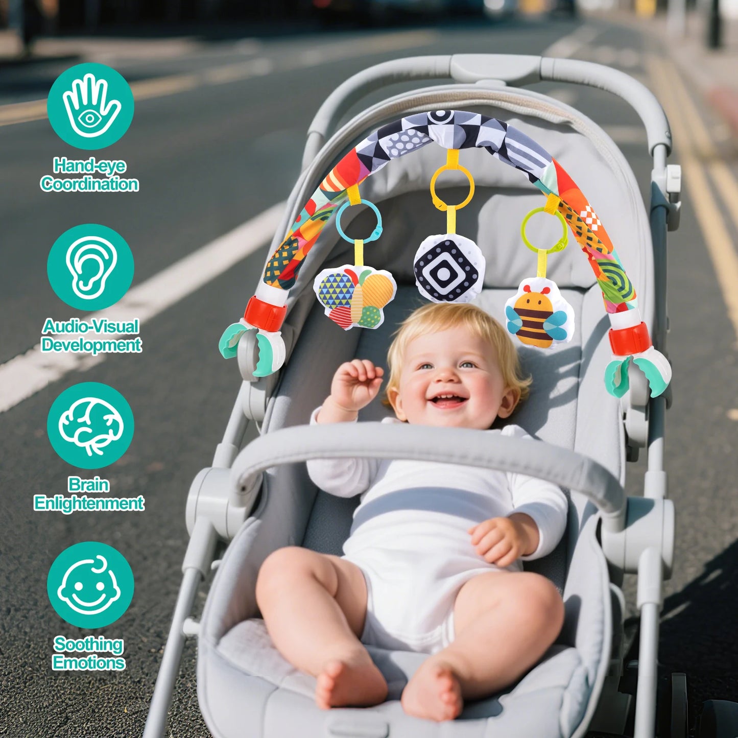 Jouet À Suspendre Bébé Poussette & Siège Auto – Spirale D’Activité Éveil Sensoriel