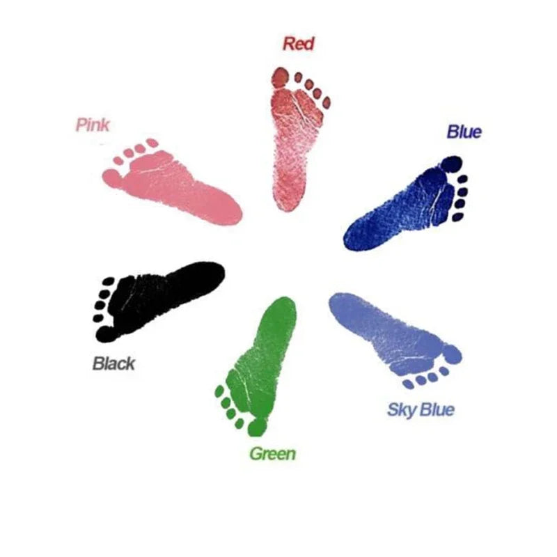 Kit Empreintes Mains & Pieds Bébé DIY 4 Couleurs – Tampon Encre Propre Cadeau Naissance | 0-6 Mois