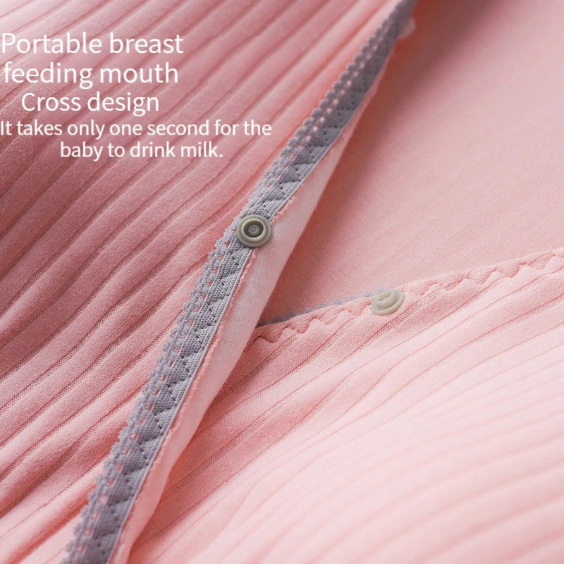 Chemise de Nuit Maternité Allaitement — Modal Doux, Pyjama Grossesse Ample Femme