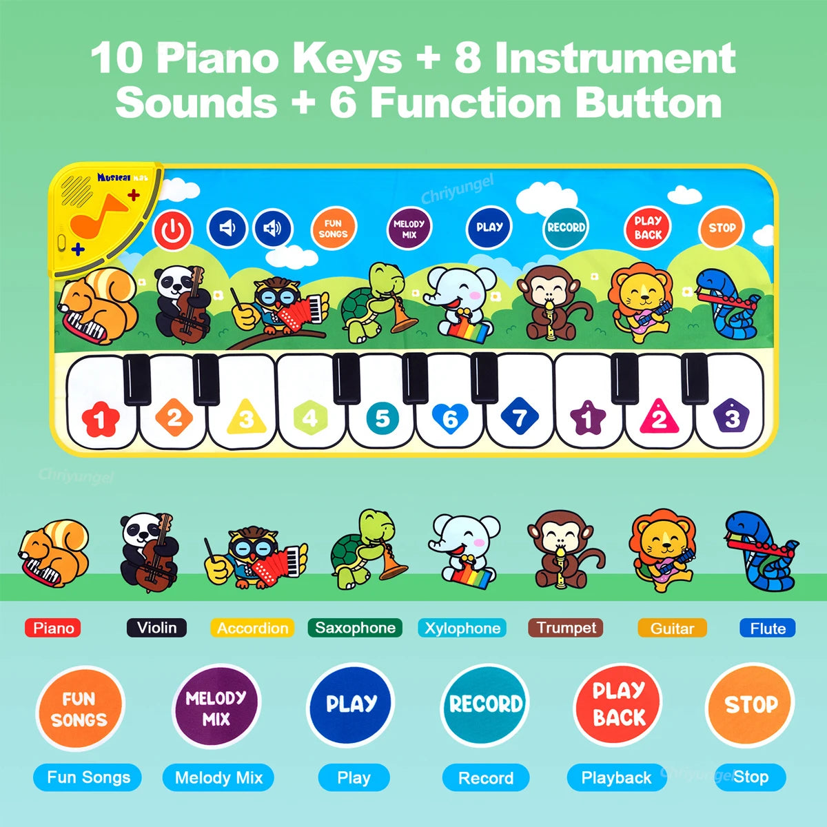 Tapis Piano Musical Enfant – Clavier Danse & Fitness au Sol | Fille & Garçon | 3 Modèles