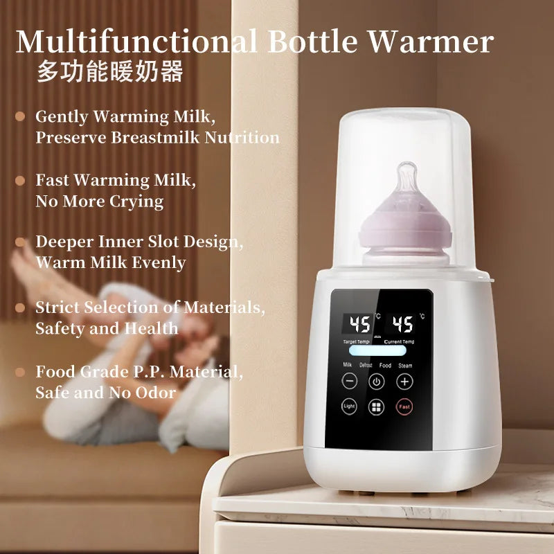 Chauffe-Biberon Stérilisateur 6 en 1 – Chauffe Lait Maternel Multifonction Contrôle Température LCD