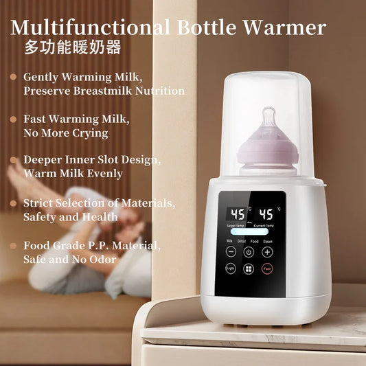 Chauffe-Biberon Stérilisateur 6 en 1 – Chauffe Lait Maternel Multifonction Contrôle Température LCD