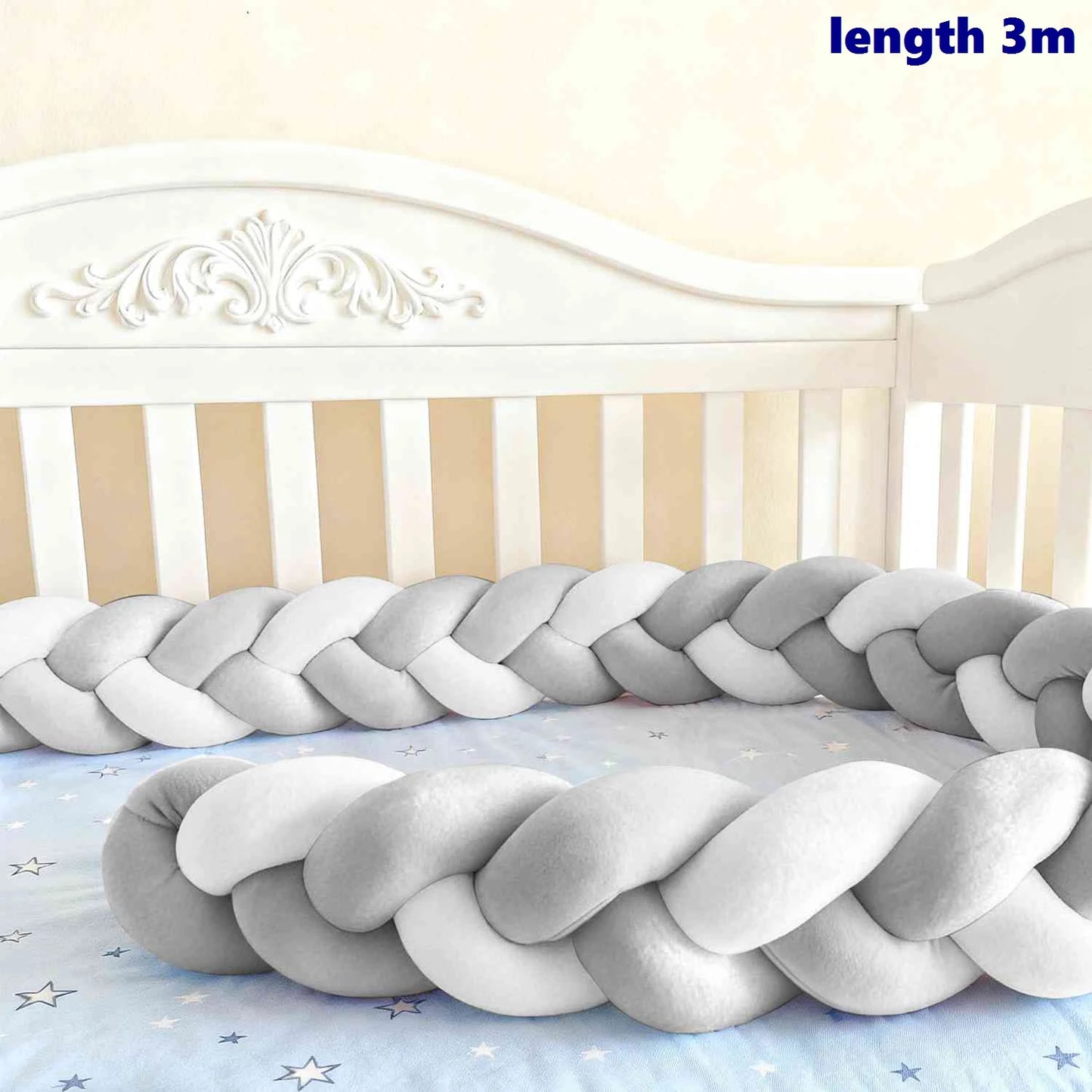Tour de Lit Bébé Tressé Nœuds Spandex Doux – Pare-Chocs Berceau Unisexe 1M 2M 3M 4M