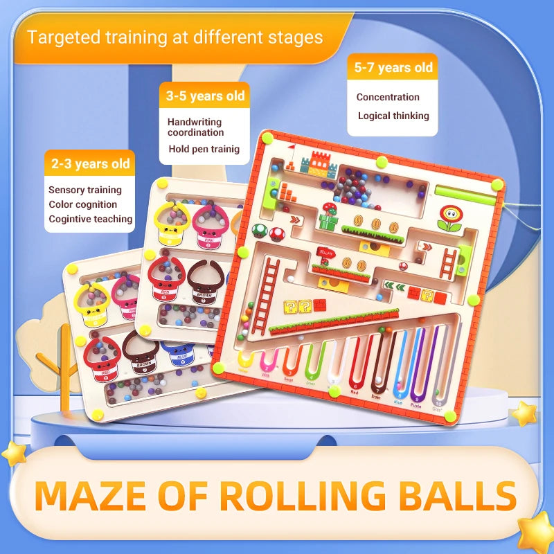 Labyrinthe Magnétique Balle Enfant – Concentration, Logique & Écriture | Puzzle Éducatif Dès 3 Ans | Taille M & L