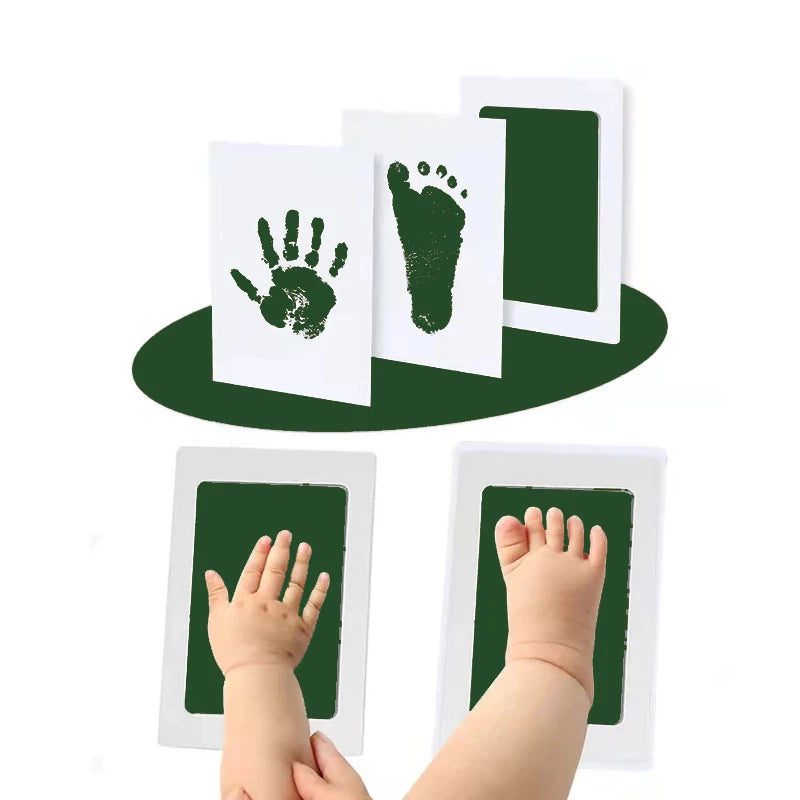 Kit Empreintes Mains & Pieds Bébé DIY 4 Couleurs – Tampon Encre Propre Cadeau Naissance | 0-6 Mois