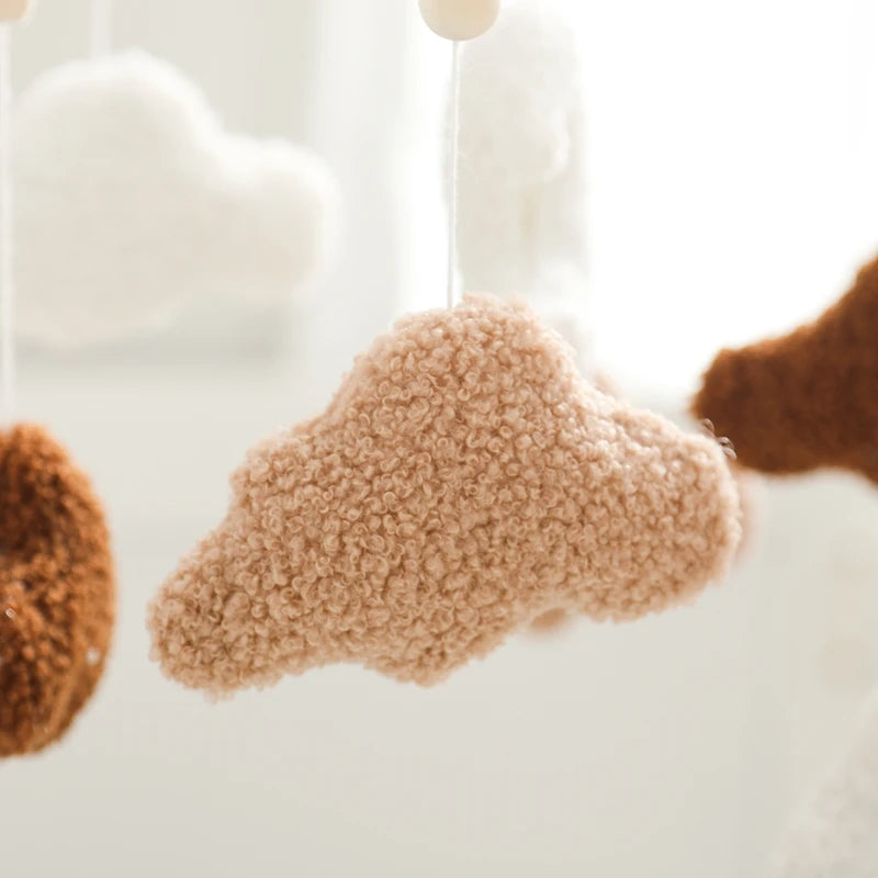 Mobile Hochet Bois & Crochet Bébé – Cloche Lit Étoiles & Pendentifs | Support Nuage | 27 Modèles