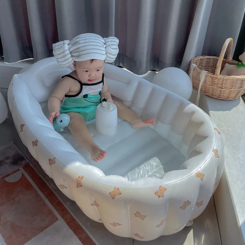 Baignoire Gonflable Bébé Enfant Cartoon Pliable 90x55cm – Portable Intérieur & Extérieur | 0-8 Ans
