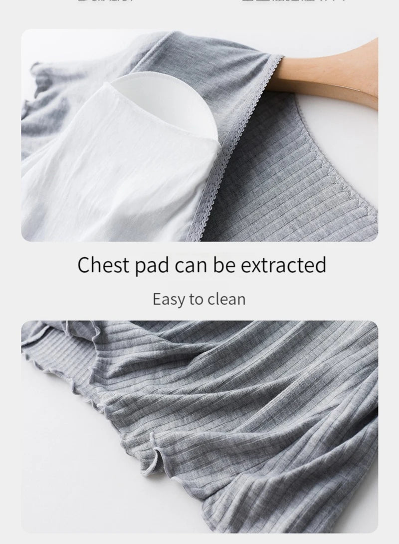 Chemise de Nuit Maternité Allaitement — Modal Doux, Pyjama Grossesse Ample Femme