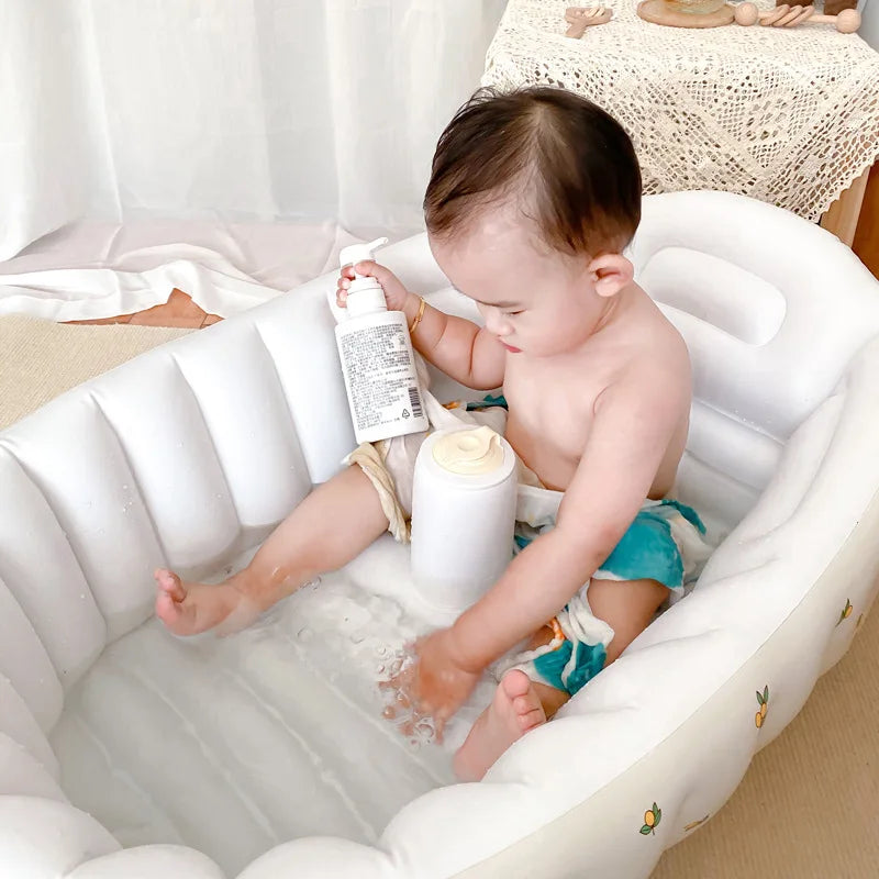 Baignoire Gonflable Bébé Enfant Cartoon Pliable 90x55cm – Portable Intérieur & Extérieur | 0-8 Ans