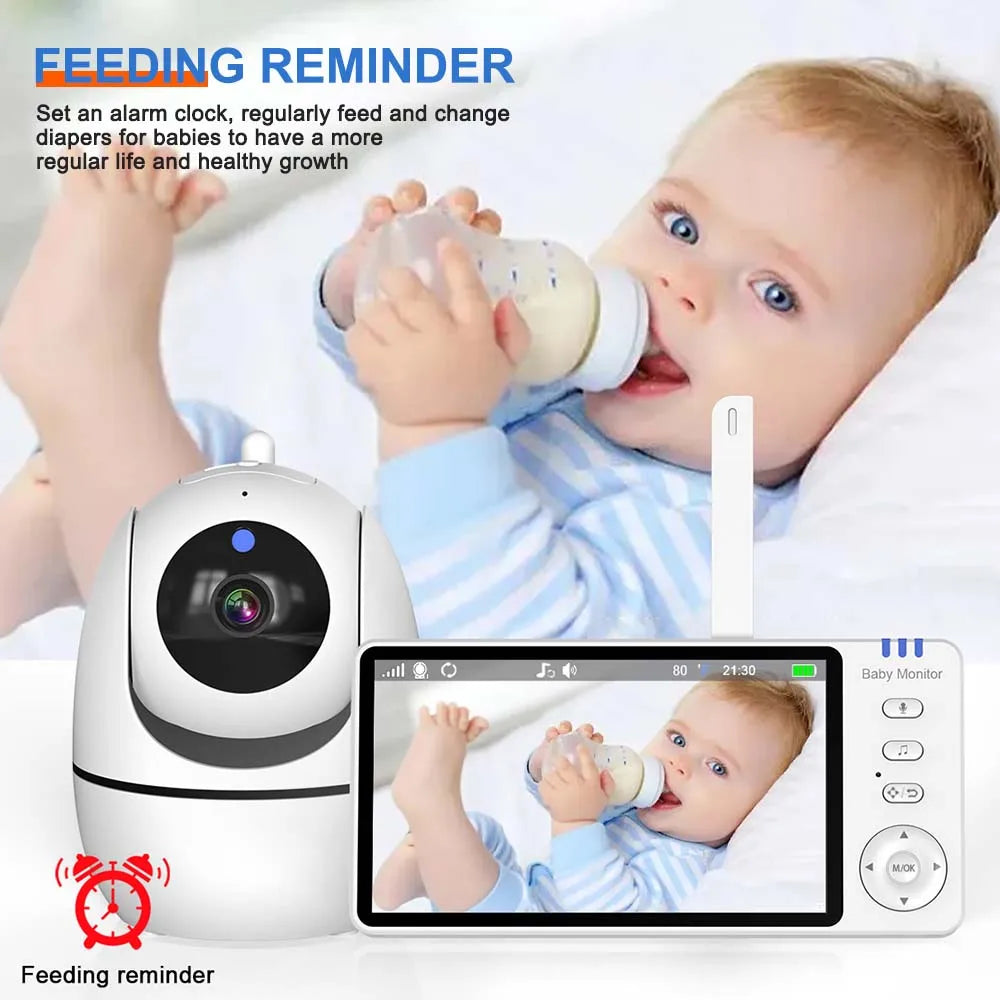 Babyphone Vidéo 5 Pouces PTZ – Capteur Température, Berceuses & Zoom | Meilleur Rapport Qualité-Prix
