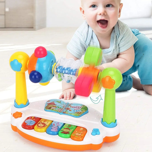 Piano Bébé Musical Rotatif Lumineux – Clavier Éveil Son & Lumière Tout-Petit 1 2 Ans