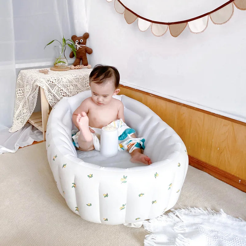 Baignoire Gonflable Bébé Enfant Cartoon Pliable 90x55cm – Portable Intérieur & Extérieur | 0-8 Ans
