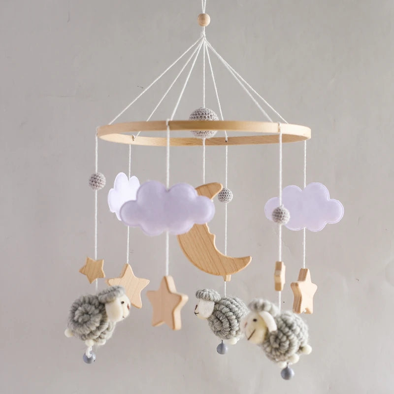 Mobile Musical Bébé Bois Feutre Premium — Cloche Lit Animaux & Boîte à Musique | 3 Modèles