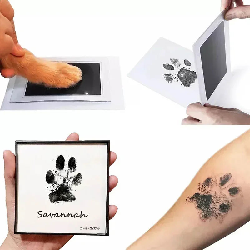 Tampon Empreintes Bébé & Chien 6 Couleurs – Inkless Sans Contact + Cadre 12x8cm | Souvenir Naissance