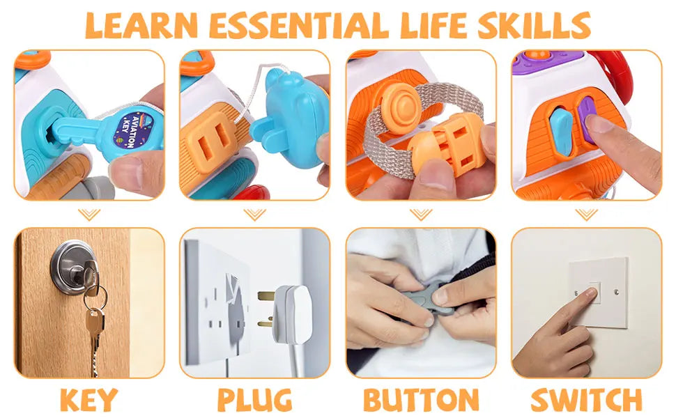 Busy Board Cube Montessori Bébé – Jouet Éducatif Sensoriel Motricité Fine | 5 Modèles | Voyage