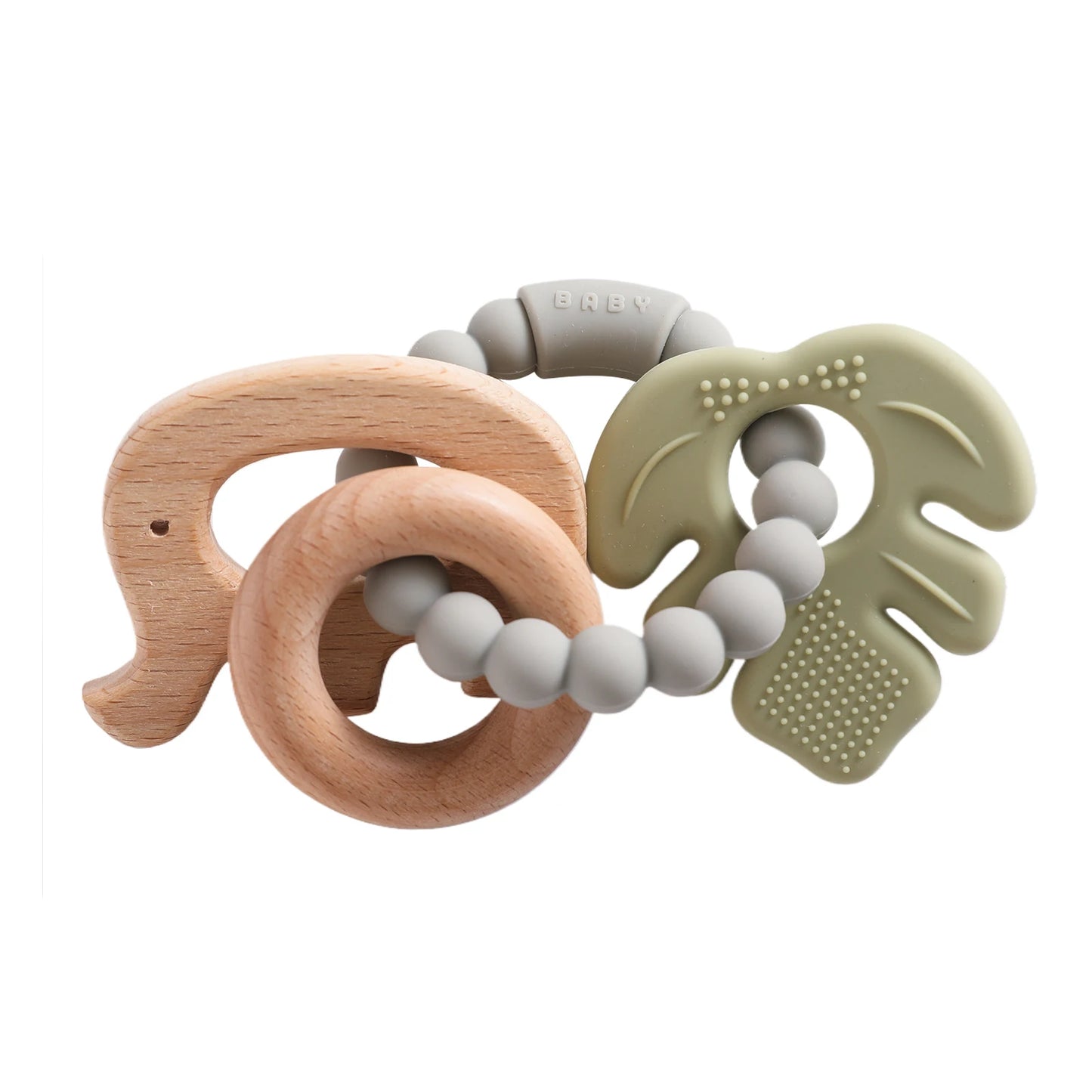 Anneau de Dentition Silicone Bébé – Jouet Sensoriel Sans BPA | 0-12 Mois