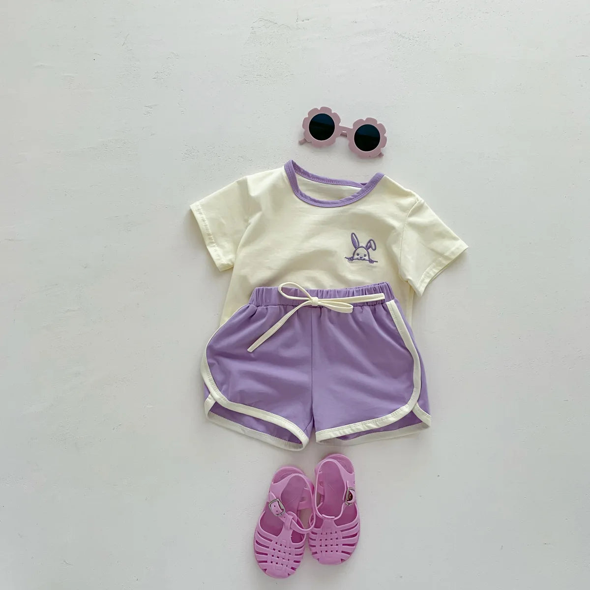 Ensemble Été Décontracté pour Bébé – T-shirt Brodé et Short en Coton (0-3 Ans)