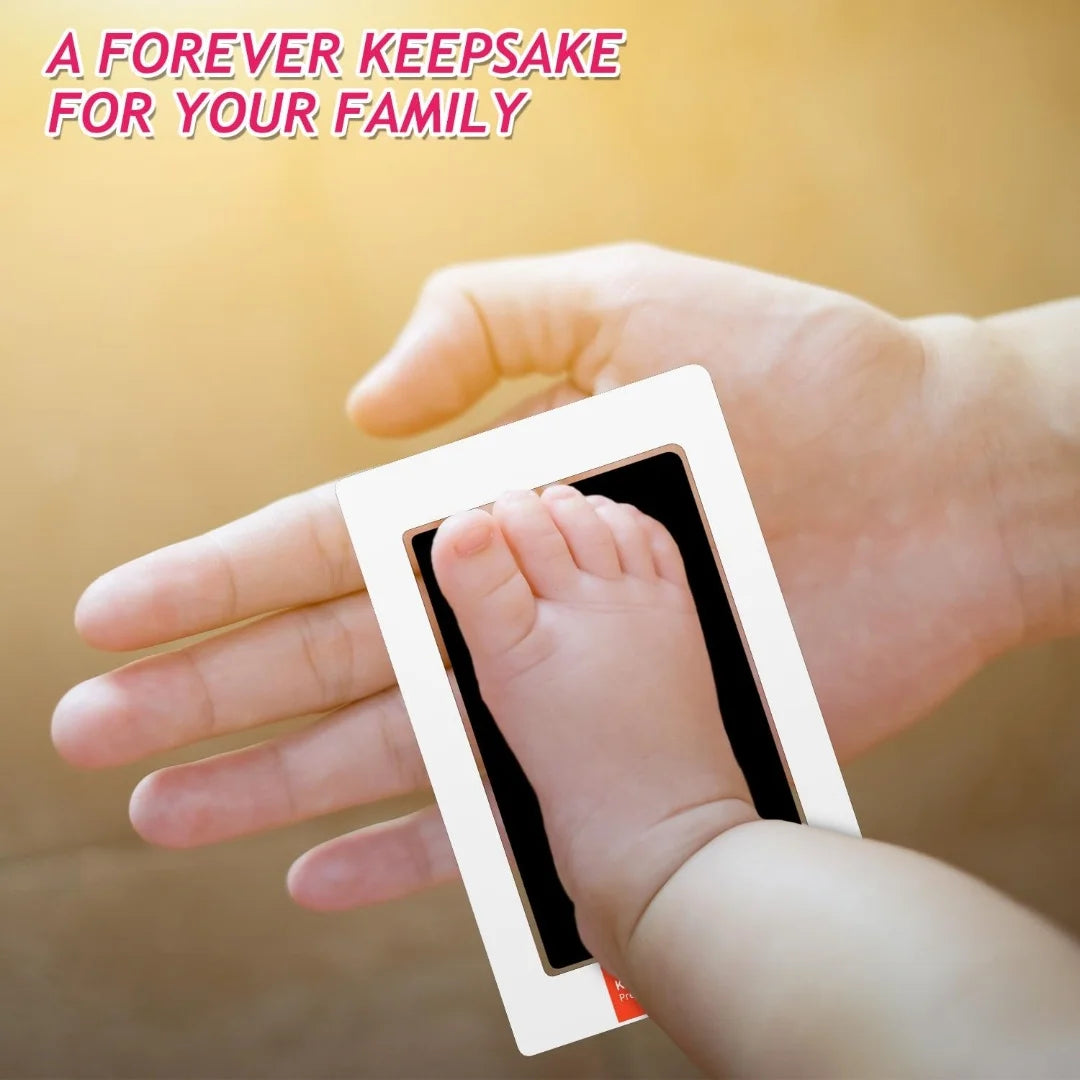 Kit Empreintes Bébé Nouveau-Né – 1 Tampon Encre + 2 Cartes Souvenir | Sans Contact Cadeau Naissance