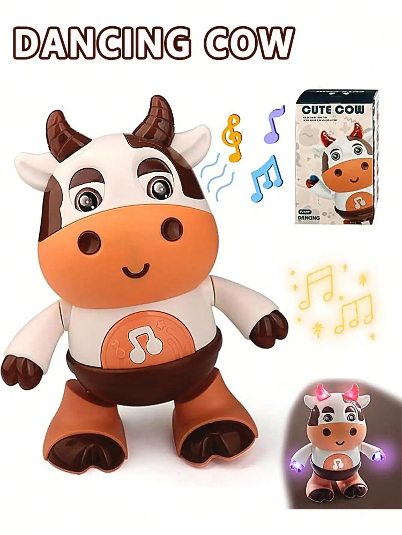 Vache Dansante Bébé – Peluche Musicale Électrique Chansons & Mouvements Interactifs 1-3 Ans
