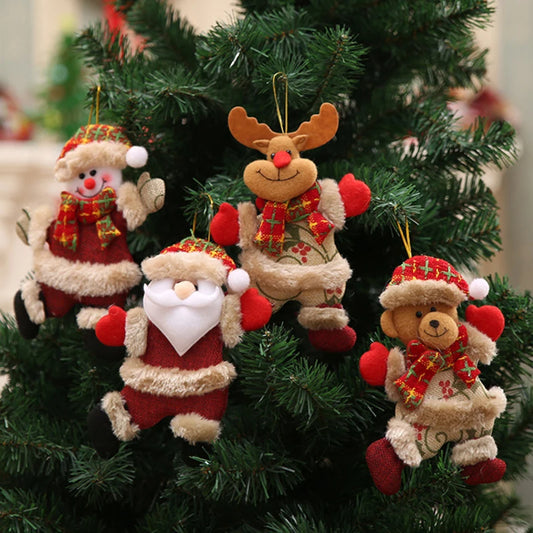 Lot 4 Figurines Décoration Sapin Noël DIY – Père Noël, Bonhomme de Neige, Pendentifs à Suspendre Cadeau Enfant