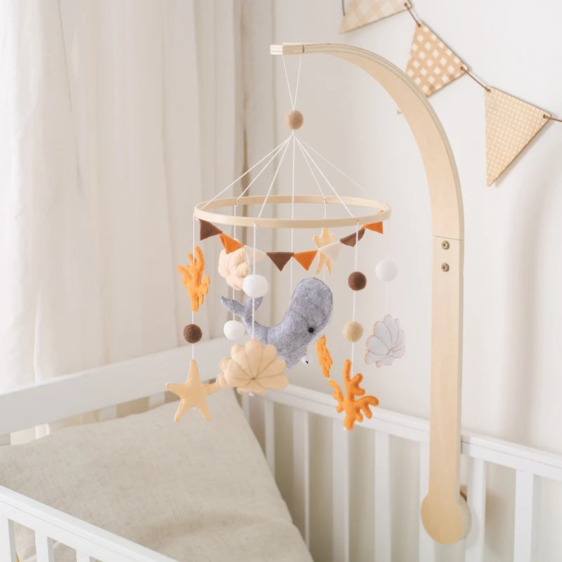 Mobile Hochet Bois & Crochet Bébé – Cloche Lit Étoiles & Pendentifs | Support Nuage | 27 Modèles