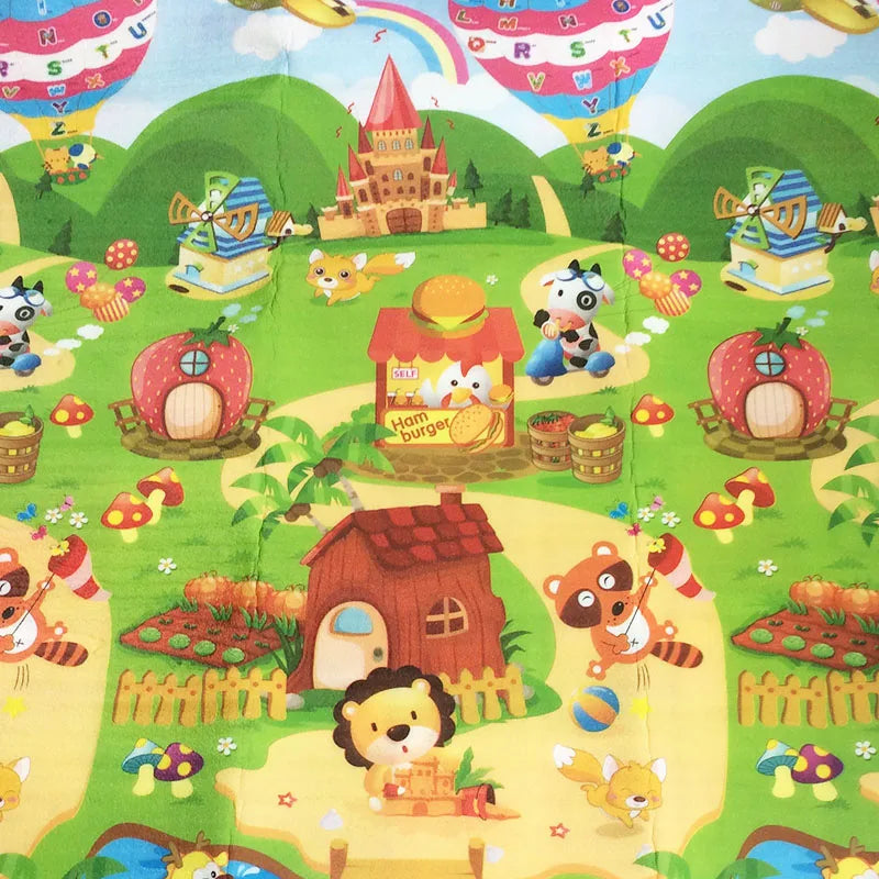 Tapis d’Éveil Éducatif Double Face Mousse 180x120cm – Ramper, Jouer & Apprendre | Motif Ferme & Lettres