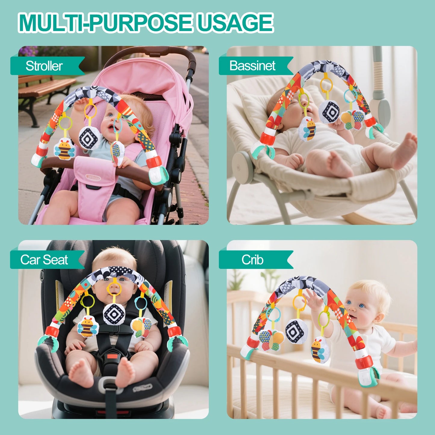 Jouet À Suspendre Bébé Poussette & Siège Auto – Spirale D’Activité Éveil Sensoriel