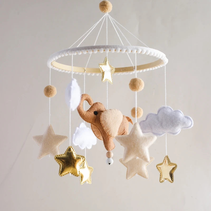 Mobile Musical Bébé Bois Feutre Premium — Cloche Lit Animaux & Boîte à Musique | 3 Modèles