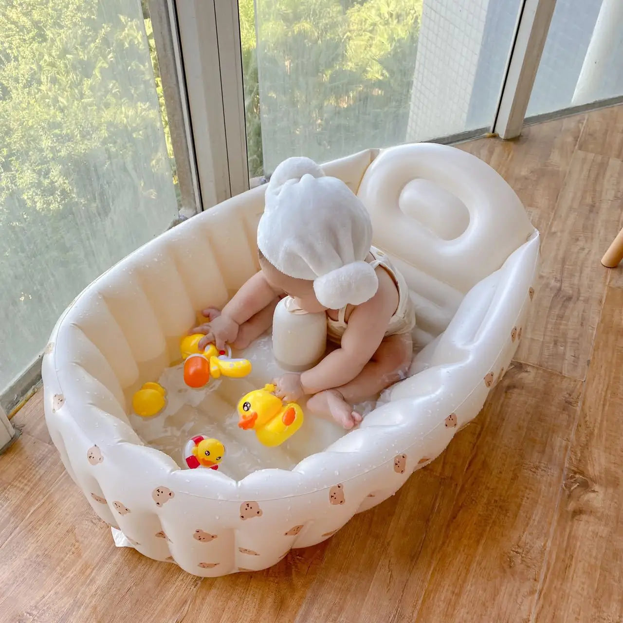 Baignoire Gonflable Bébé Enfant Cartoon Pliable 90x55cm – Portable Intérieur & Extérieur | 0-8 Ans