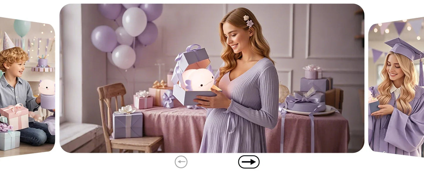 Veilleuse axolotl silicone — Lampe de Nuit LED Kawaii Rechargeable | Chambre Enfant & Bébé