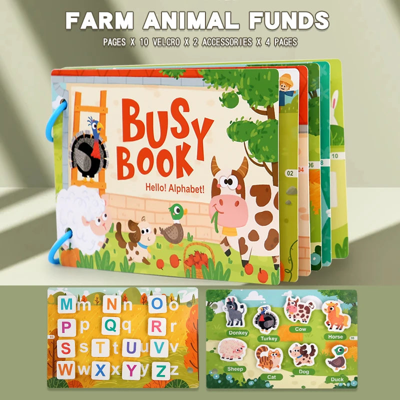 Quiet Book Montessori – Mon Premier Livre Calme Éducatif | 6 Thèmes | Jeu d’Association Bébé