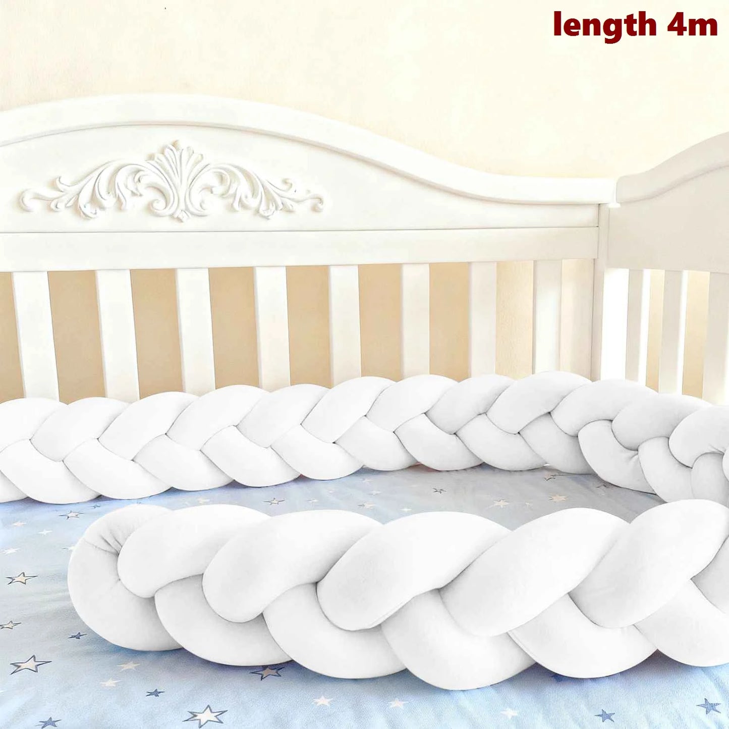 Tour de Lit Bébé Tressé Nœuds Spandex Doux – Pare-Chocs Berceau Unisexe 1M 2M 3M 4M