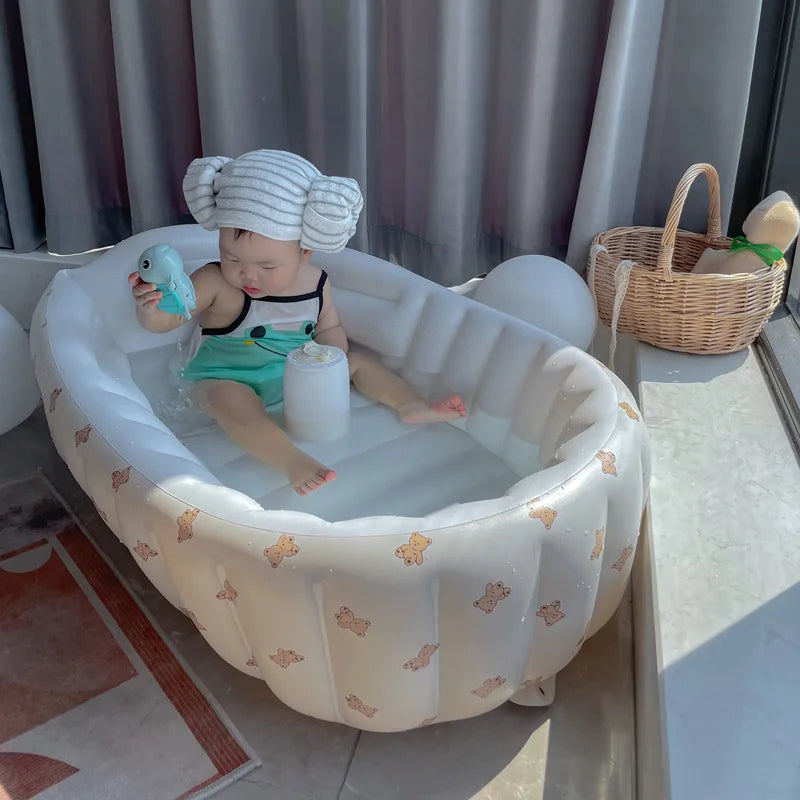 Baignoire Gonflable Bébé Enfant Cartoon Pliable 90x55cm – Portable Intérieur & Extérieur | 0-8 Ans