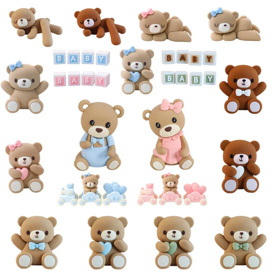 3D Baby Bear Cake Topper – Baby Shower, 1st Birthday & Gender Reveal Boy Girl Cake Decoration