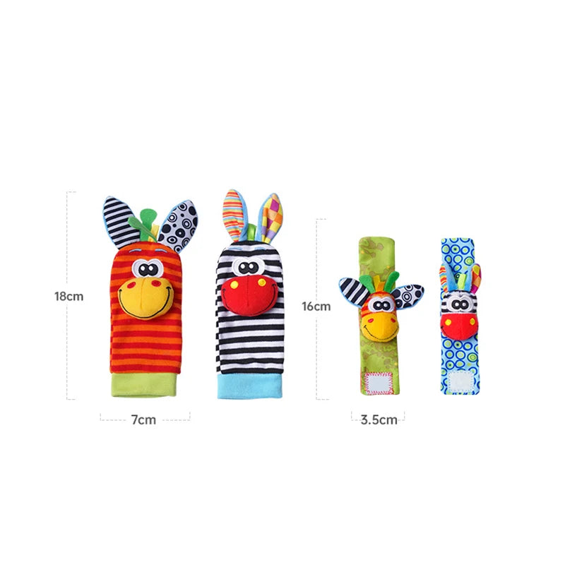 Jouets d’éveil bébé – 2PCS Hochet Poignet + Chaussettes Viseur de Pied (0–12 mois)