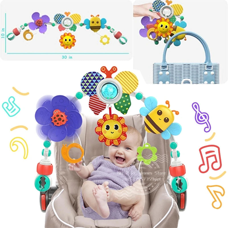 Hochet Bébé Arc Pliable Interactif – Jouet Éveil Lit & Poussette ABS+PP | 3 Styles | 0-24 Mois