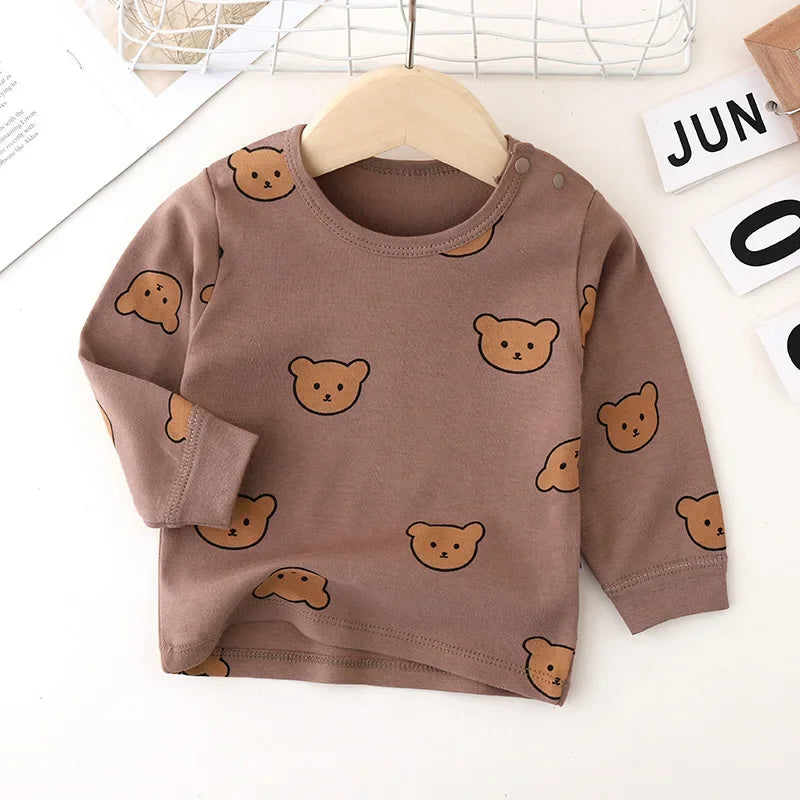 Pyjama Bébé 2 Pièces Coton — Haut Manches Longues & Pantalon, Unisexe Automne Hiver 3M-3 Ans