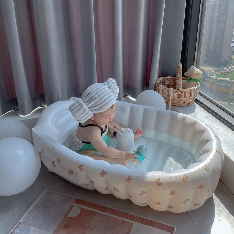 Baignoire Gonflable Bébé Enfant Cartoon Pliable 90x55cm – Portable Intérieur & Extérieur | 0-8 Ans